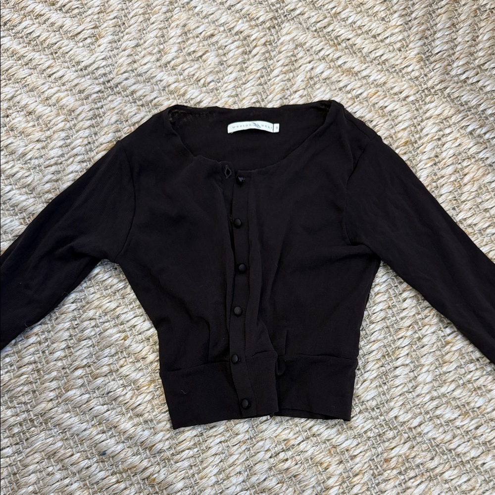 Weston Wear Dark Brown Button-Up Cardigan Cropped